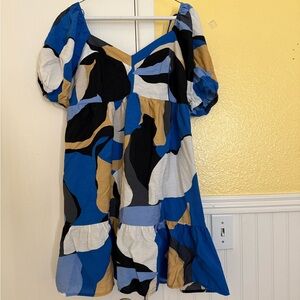 Nine West Blue and Black Striped Dress